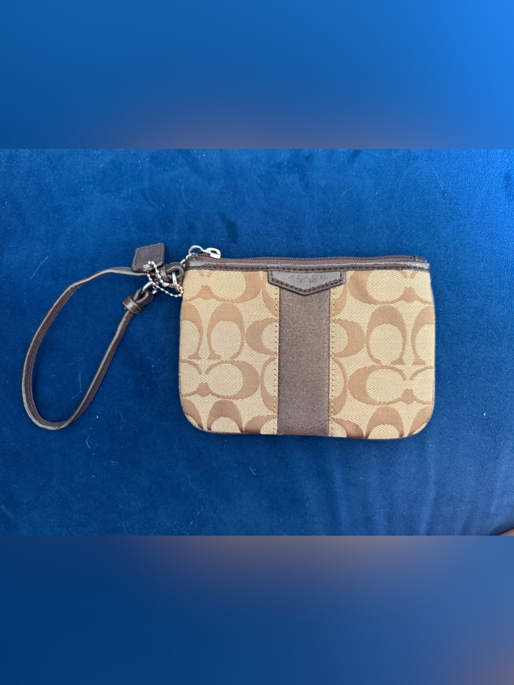 Coach Brown Signature Monogram Wristlet Phone Case